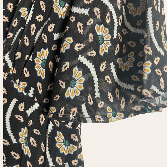 Stevie May Anise Black Printed Chiffon Short Sleeve Dress Size Small - Picture 8 of 16